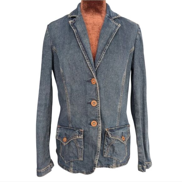 Levi's Strauss signature medium wash denim jean blazer jacket sz s 4/6 authentic - Picture 5 of 12